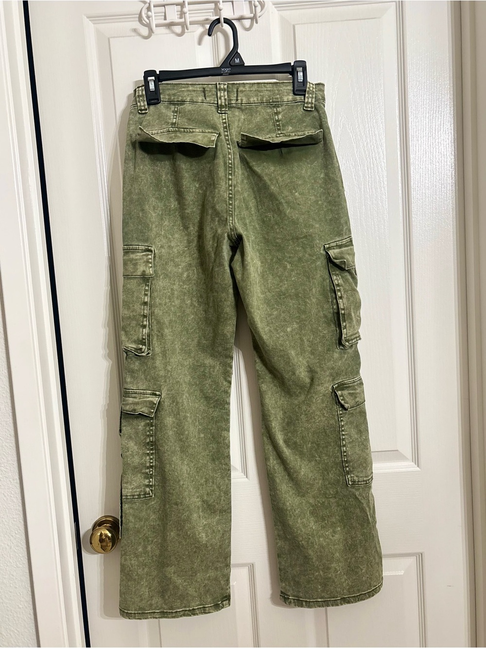 Disclosure Green mineral wash wide leg denim cargo pants EUC like new size 7/28 - Picture 8 of 13